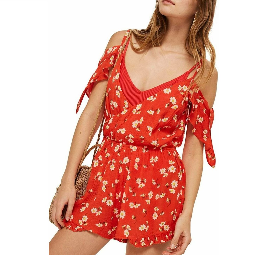 Topshop Daisy Print Playsuit Romper US 4-6